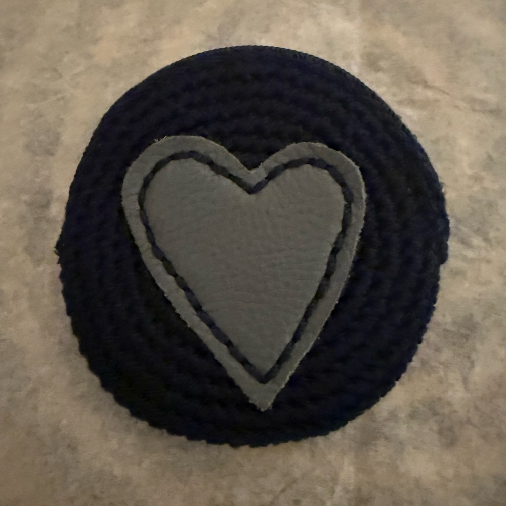 The Sak Navy and Gray Heart Braided Coin Purse